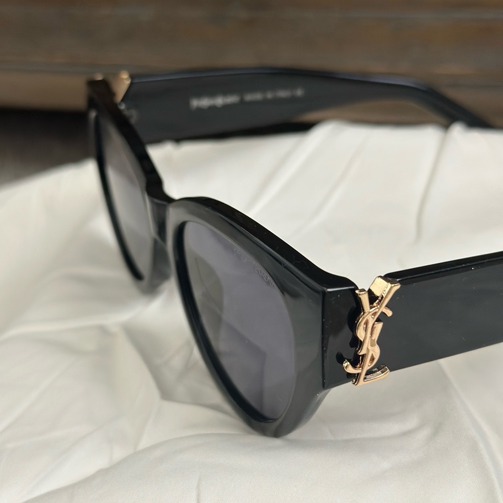 Yves Saint Laurent Black Sunglasses with Gold Detail